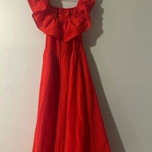 Red Ruffled Maxi Dress
